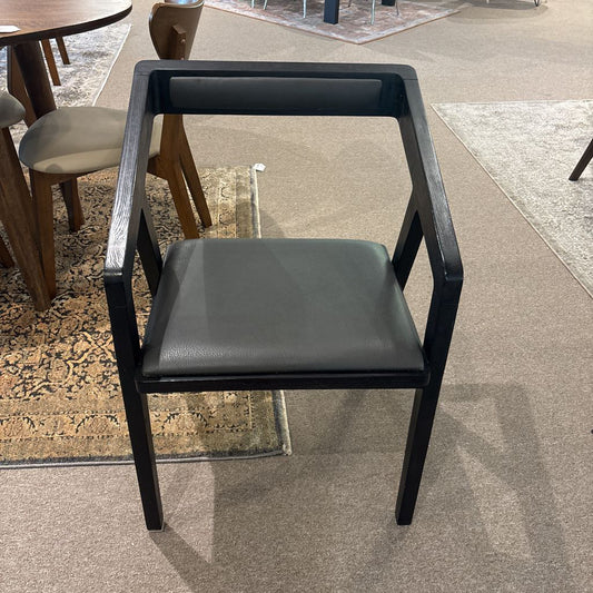 Modern Black Wood & Faux Leather Dining Chair (SET OF 4) C DINING CHAIRS