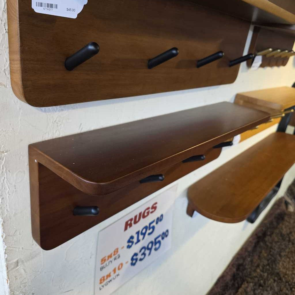 24" Straight-Edge Walnut Finish & Black Coat Rack