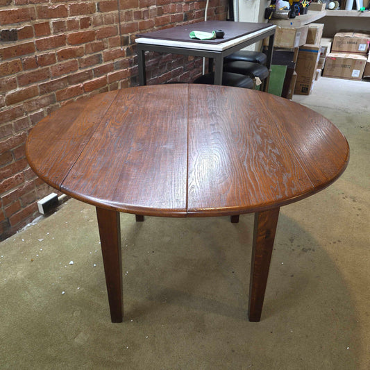 Circular Wooden Dining Table w/ Drop Leaves