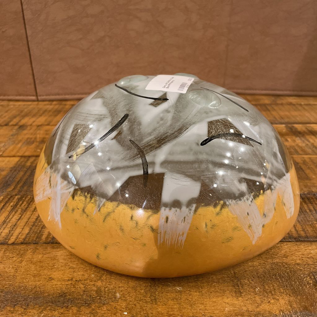 Grey with Gold Rim Art Glass Bowl/PNW Maker