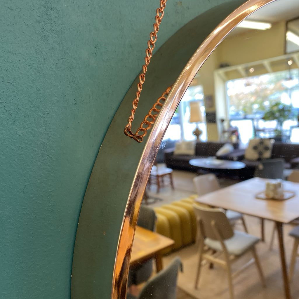 Round Copper Trin & Chain Mirror