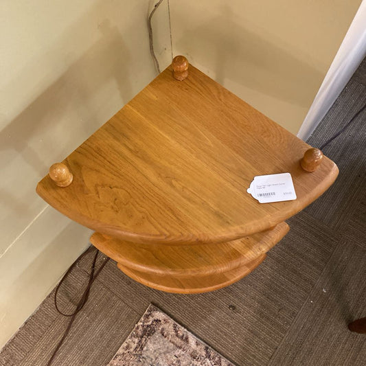 Three Tier Light Wood Corner Table
