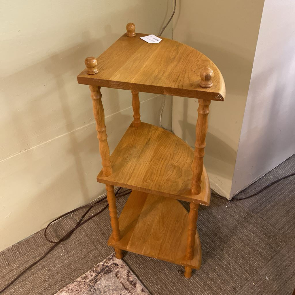 Three Tier Light Wood Corner Table