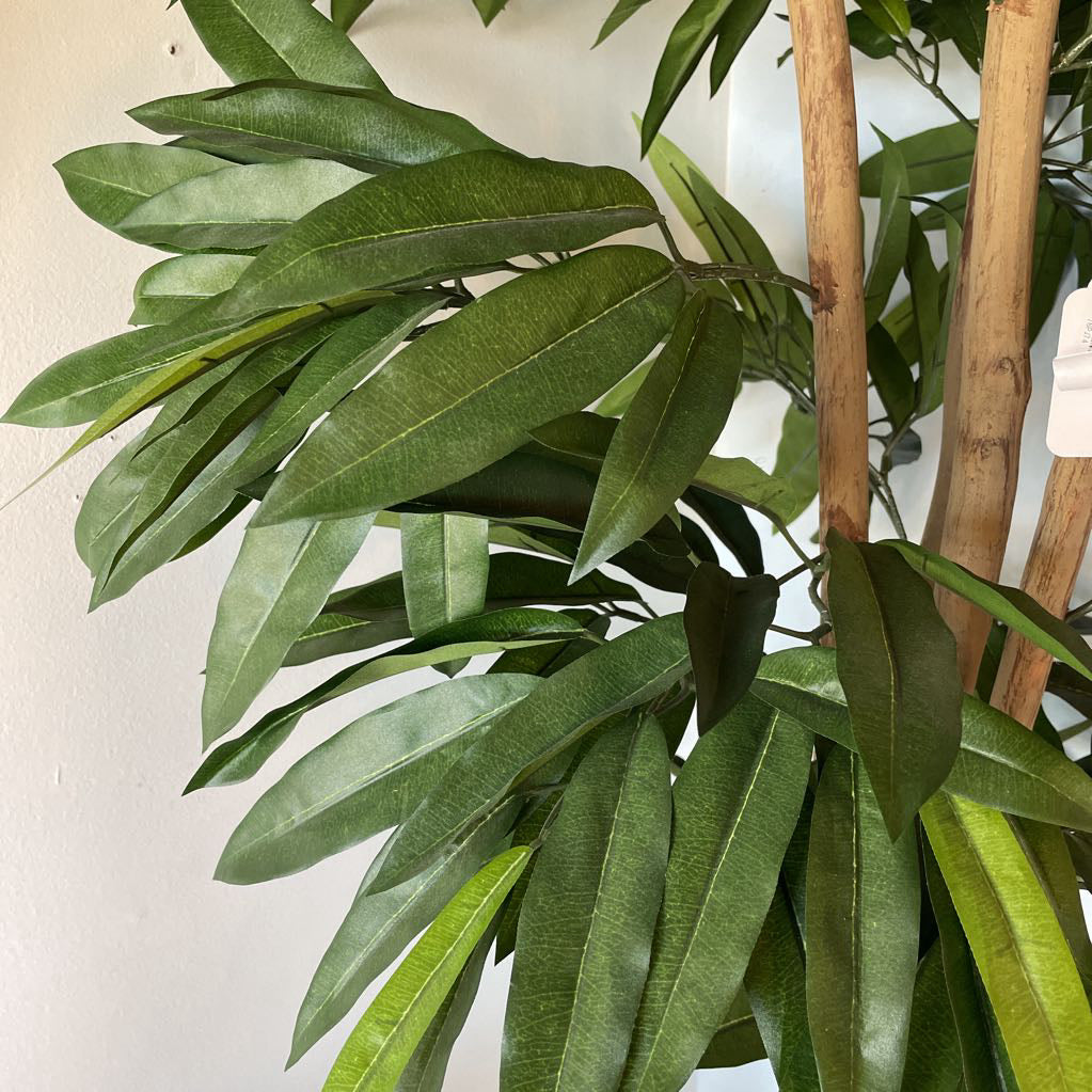 Faux Potted Tall Plant In Off-White Dimpled Pot