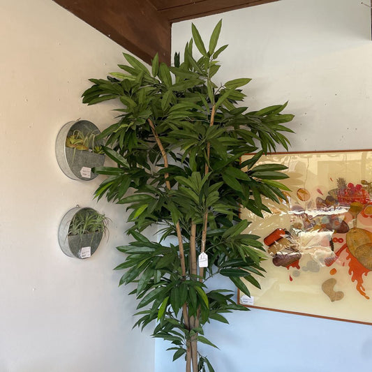 Faux Potted Tall Plant In Off-White Dimpled Pot UNIQUE FINDS