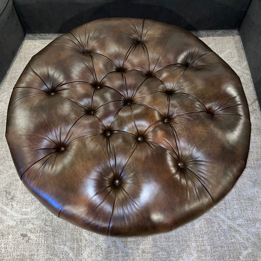 Leather Tufted Round Ottoman U OTTOMANS