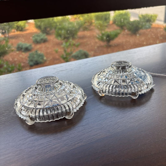 Set of 2 Crystal Geometric Pattern Candle Holders