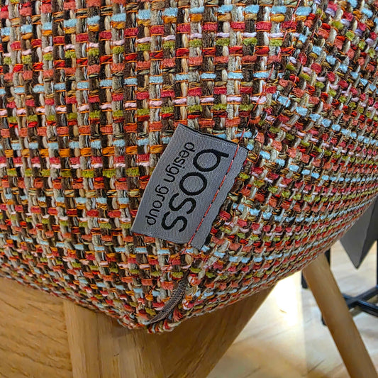 MCM Blonde Leg Plaid Fabric Armchair