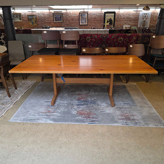 Solid Wood Mid-tone Trestle Dining Table