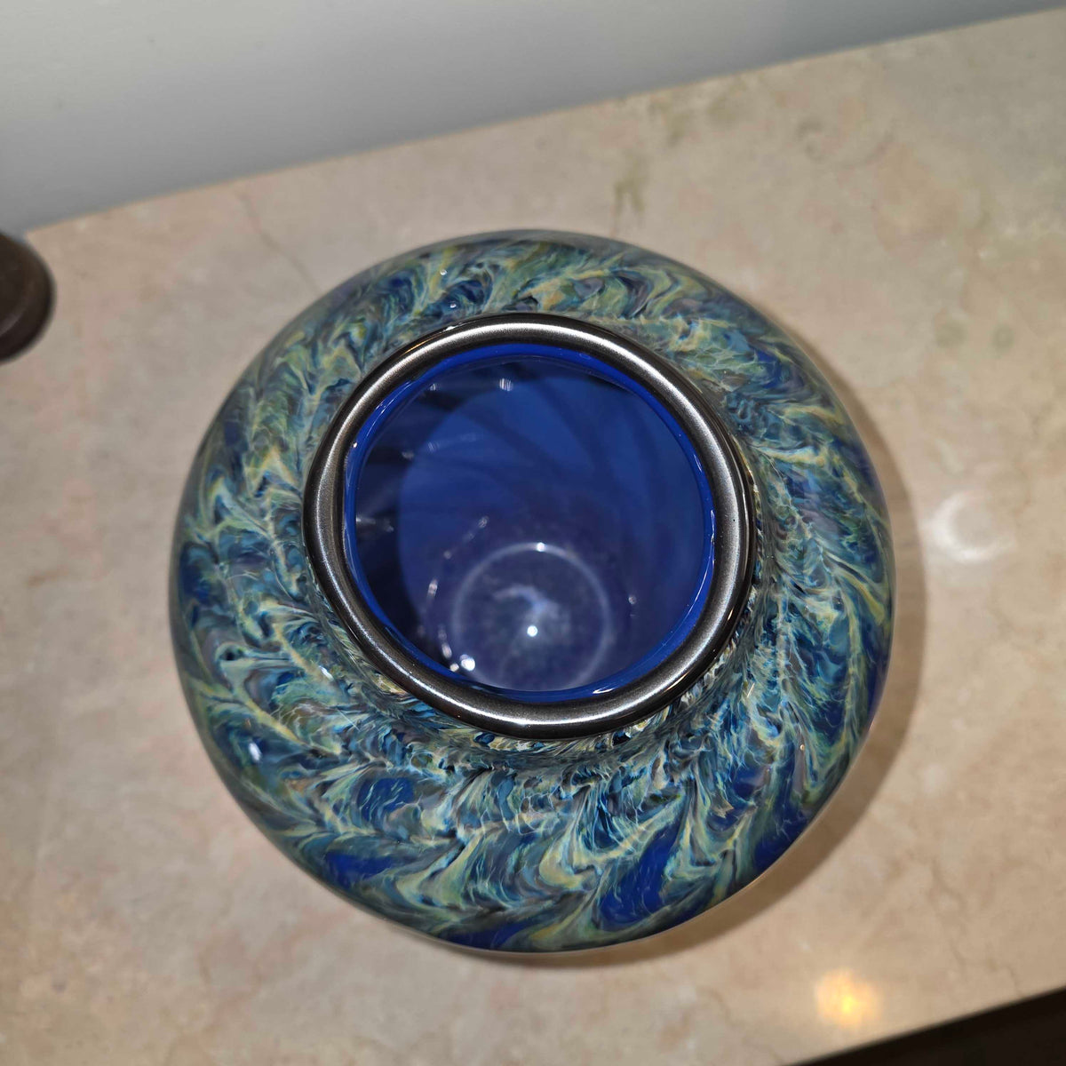 Blue & Yellow Swirl Vase