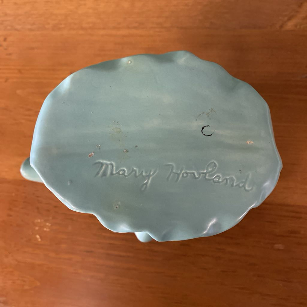 Vintage Signed Teal Swirl Design Vase