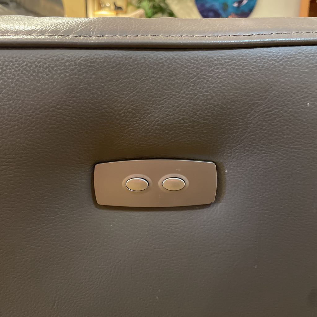 Gray Leather Power Reclining Sofa AS IS