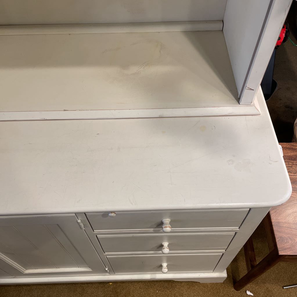 Lexington White Farmhouse Style 2 Piece Kitchen Cabinet