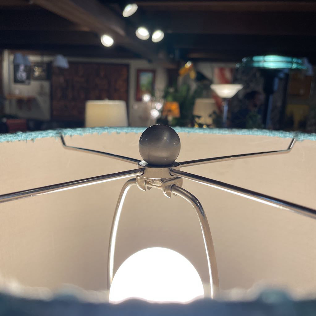 Brushed Stainless Steel & Tan Glass w/ Teal Shade (3-way Bulb Capable!)