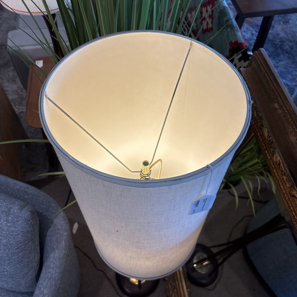 Mid-Century Wood & Brass Floor Lamp LAMPS