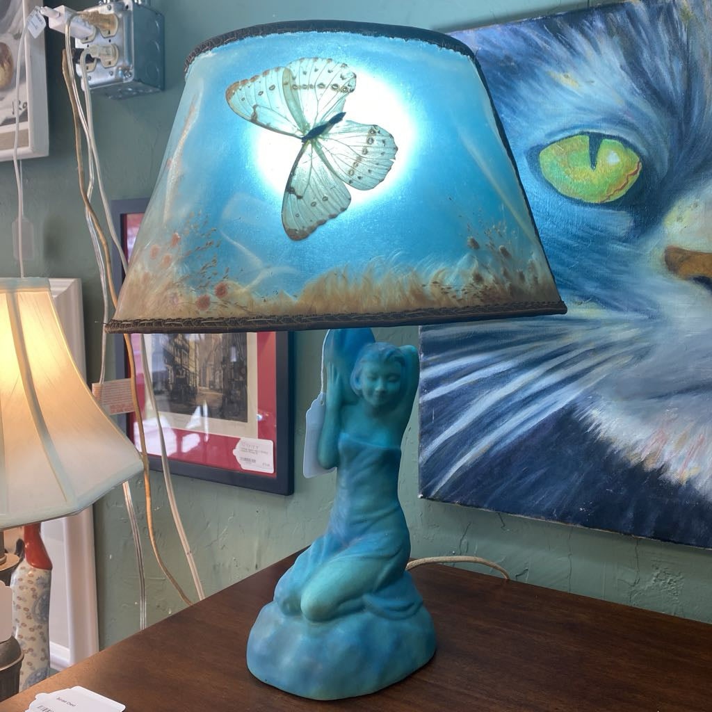 Vintage Blue DAMSEL OF DAMASCUS Table Lamp