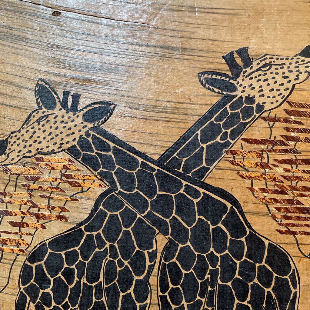 Giraffes & Zebras on Bark ART