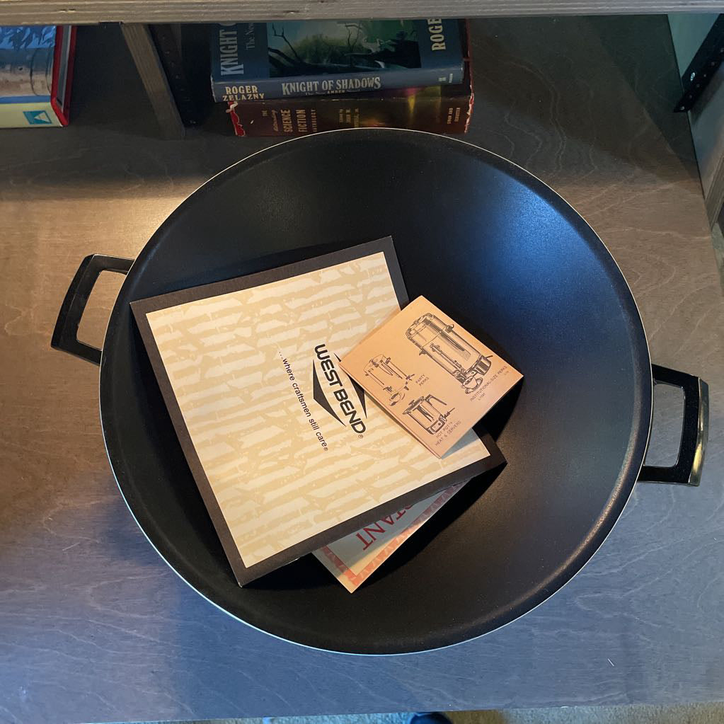 Vintage Red West Bend Vintage Wok--works UNIQUE FINDS
