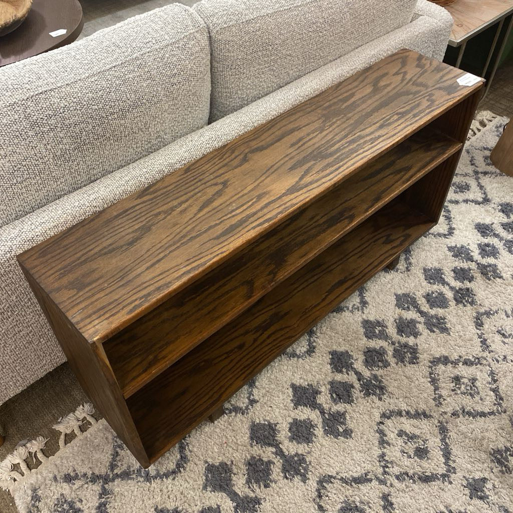 Low Dark Oak Bookcase