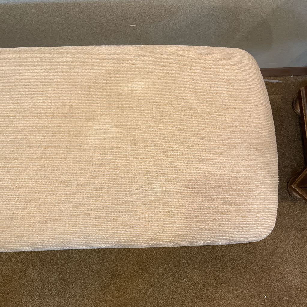 Blond Wood Leg Cream Upholstered Bench