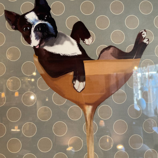Boston Terrier in a Martini Glass ART