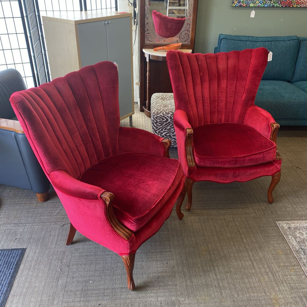 Vintage Red Velvet Chanel Back Chair