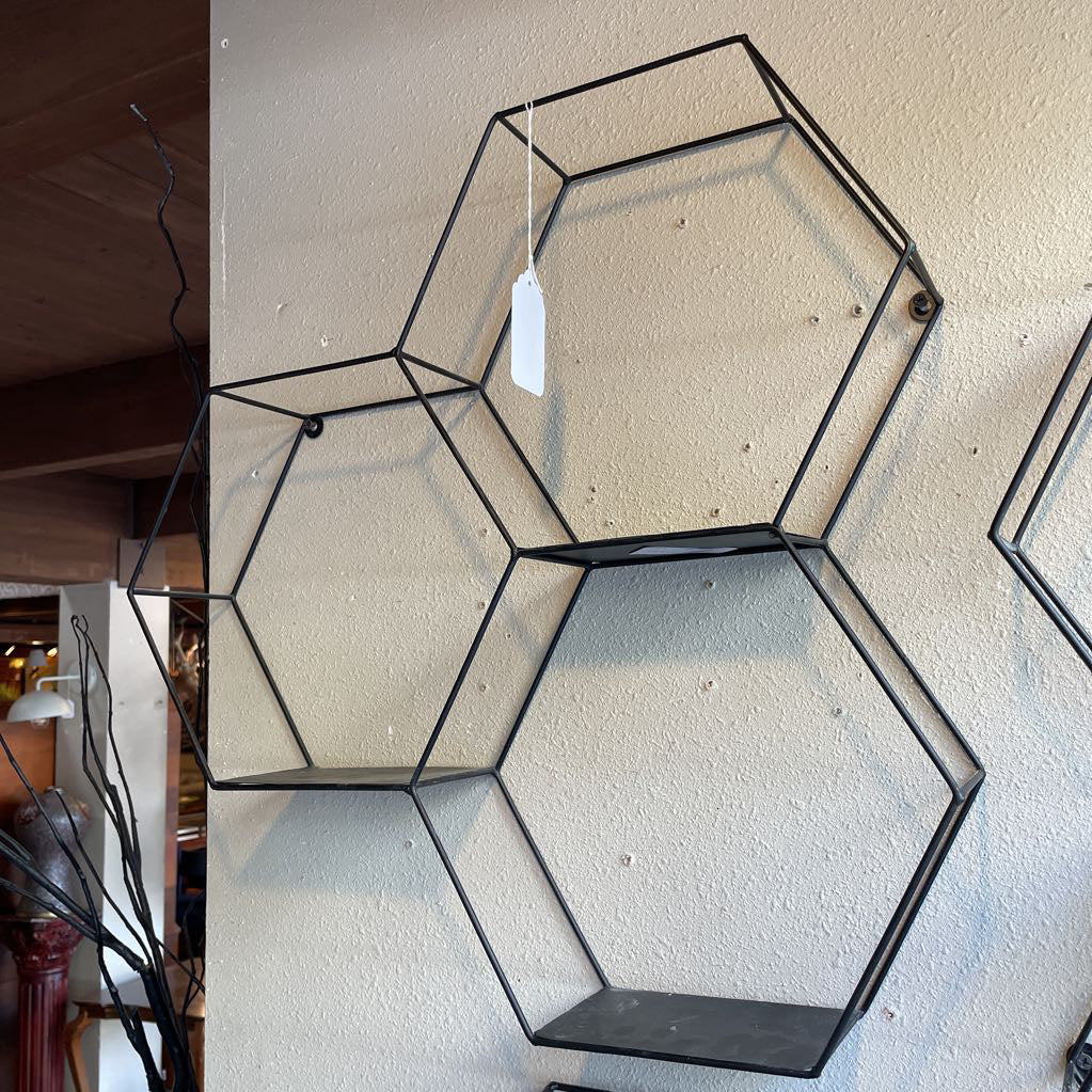Geomtric Black Wire Trio Wall Shelf