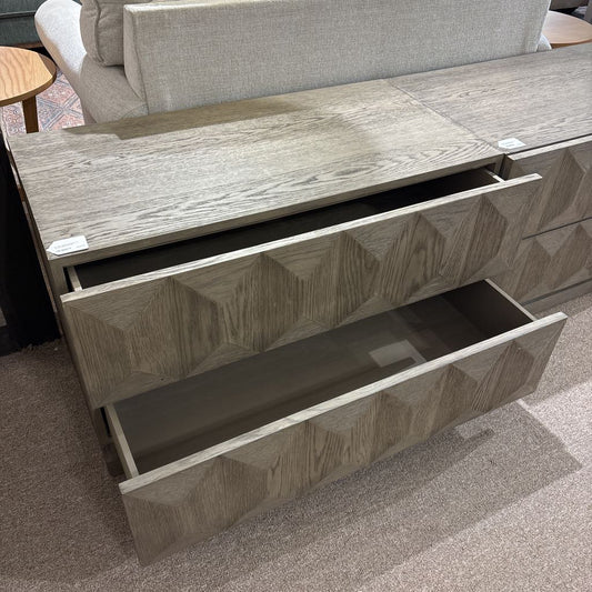 RH Grey Wood Geometric 2 Drawer Nightstand C NIGHTSTANDS