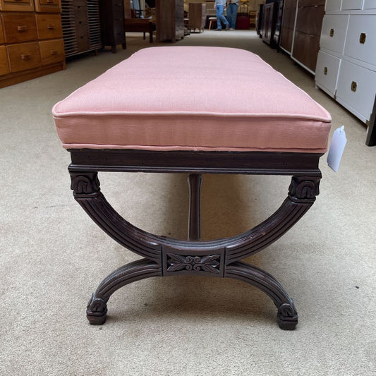 Salmon Fabric w Carved Curvy Legs Accent Bench C ACCENT BENCHES