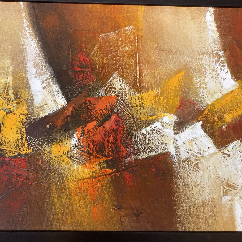MCM Style Signed Orange Abstract Painting