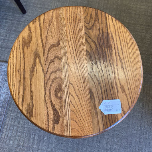 Round Oak & Iron Side Table (AS IS) C SIDE TABLES