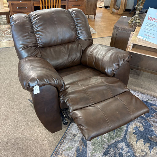 Plush Brown Pleather Rocker Recliner U ACCENT CHAIRS