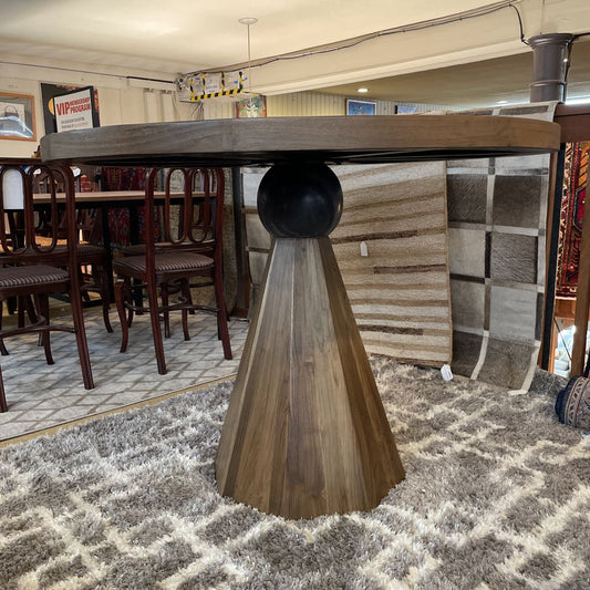 HTD Eiffel Teakwood Round Bar Table w/ Marble Orb Base C DINING TABLES ROUND