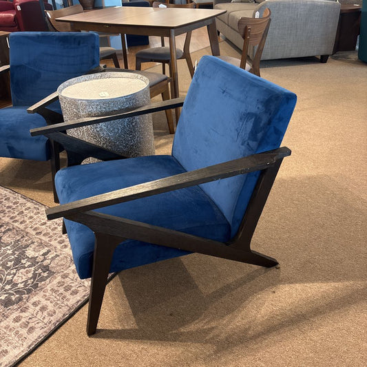 Mod Blue Velvet Black Frame Chair U ACCENT CHAIRS