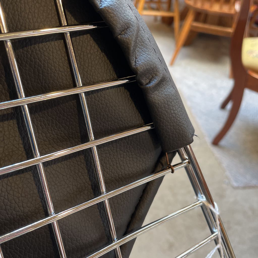 Eames Style Wire Frame + Leather Dining Chairs SET of 4