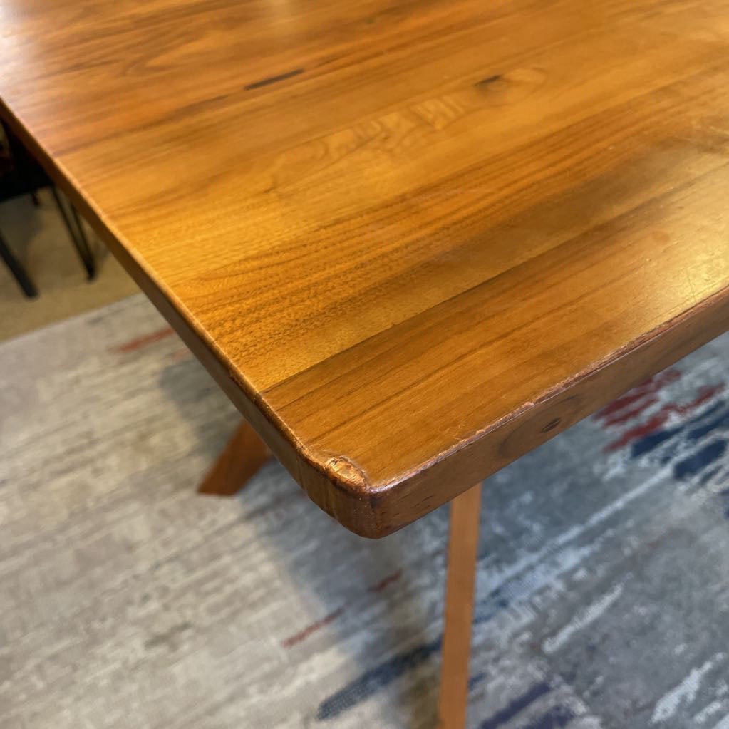 Warm Wood Trestle Dining Table