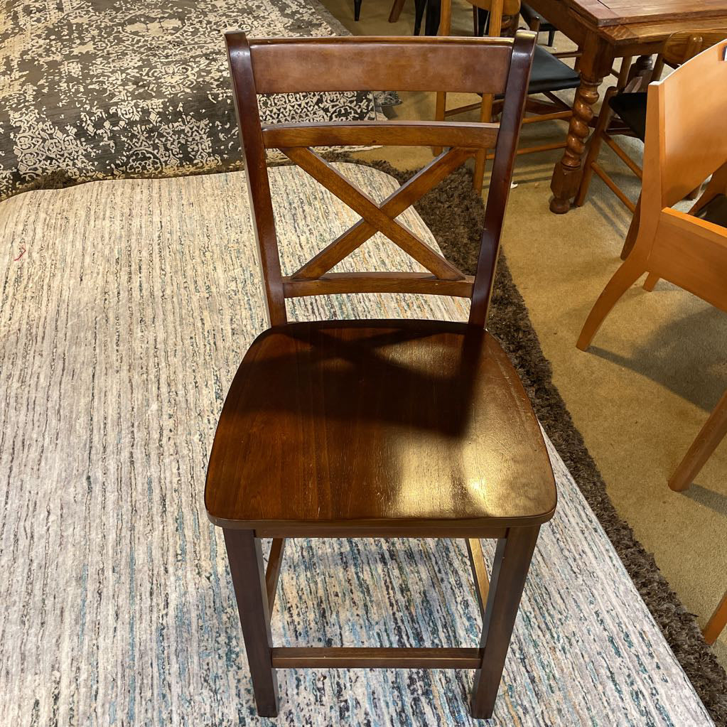 Wooden X Back Bar Stool