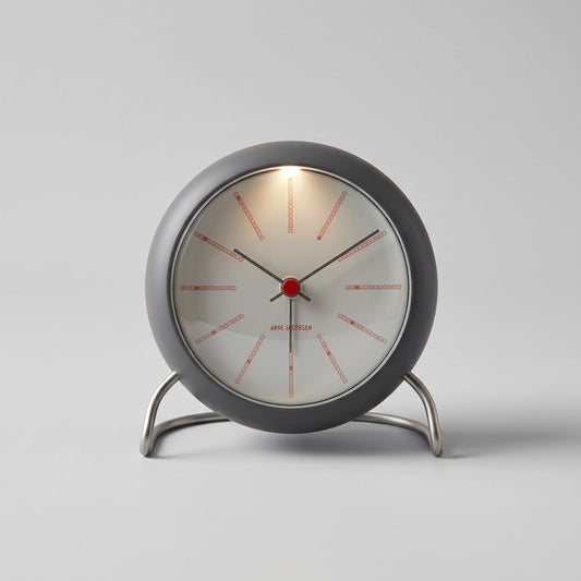 Arne Jacobsen AJ Bankers table clock with alarm, dark grey UNCATEGORIZED
