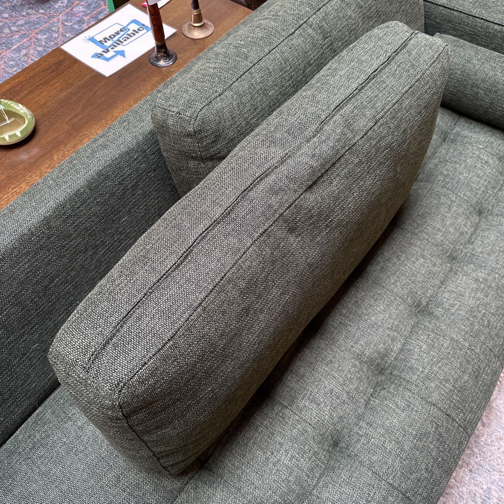 Green Tweed MC Style Bolster Sofa