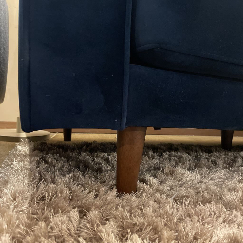 Blue Velvet Tufted Seat Sofa