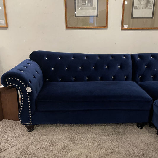 Blue Velvet Bejewelled Corner Sectional