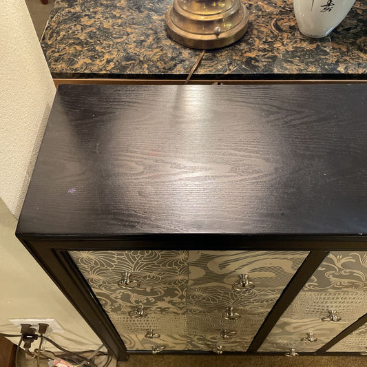 Black Cabinet w Ornate Silver Front Cabinet - As Is C CABINETS