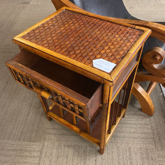 Woven Rattan Magazine Rack Side Table