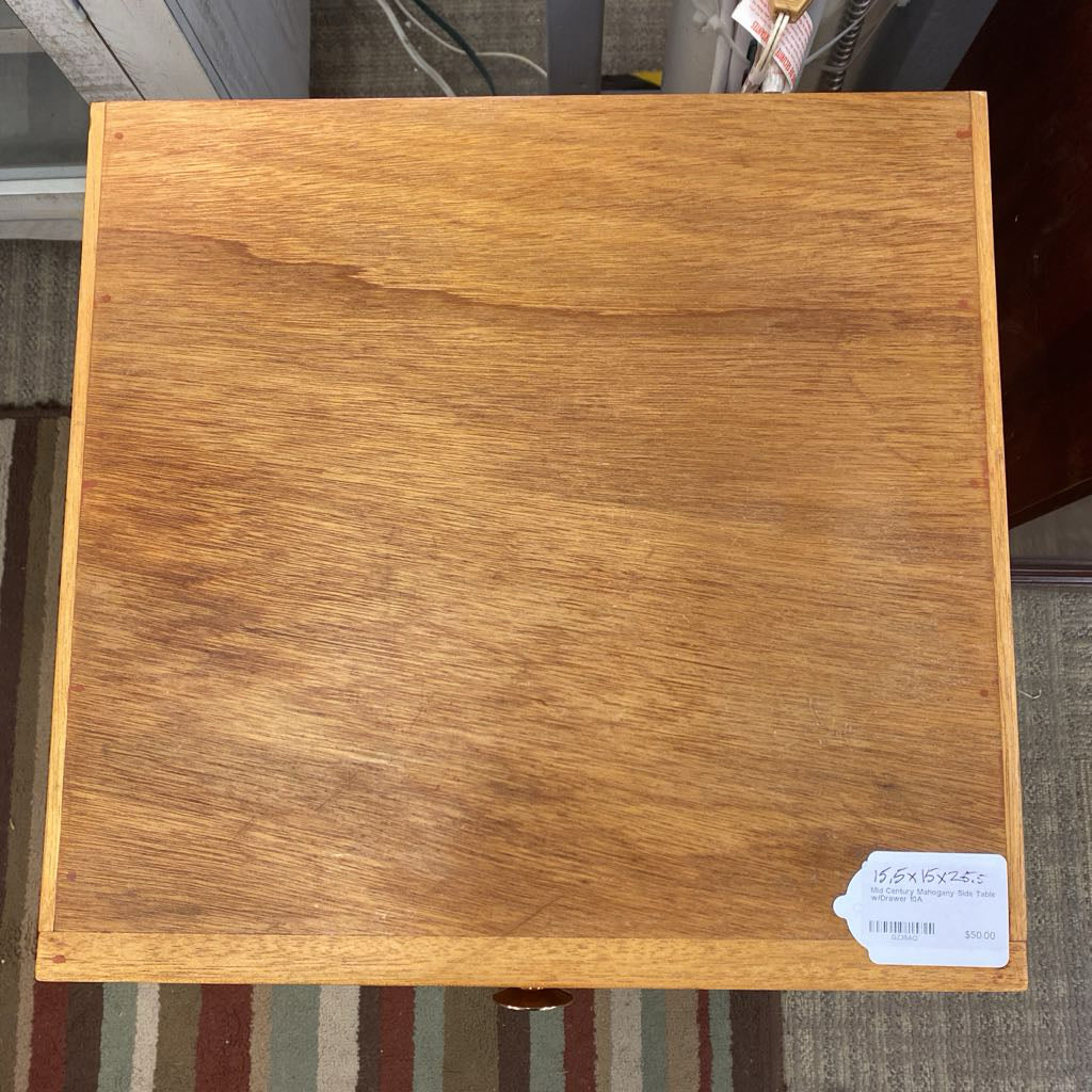 Mid Century Mahogany Side Table w/Drawer