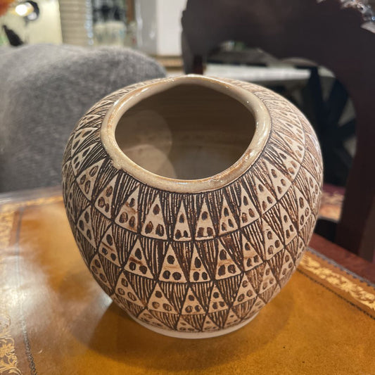 SW Art Pottery Vase with Triangles Design UNIQUE FINDS