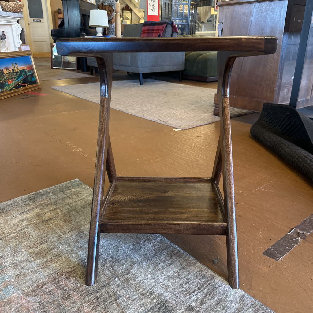 Glass and Walnut Recliner Table