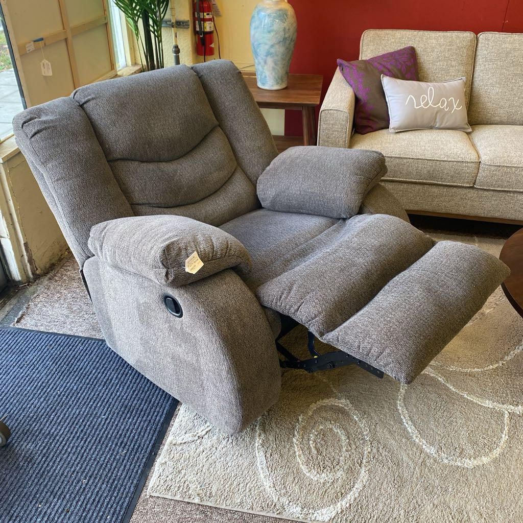 Taupe Pillow Arm Rocker Recliner
