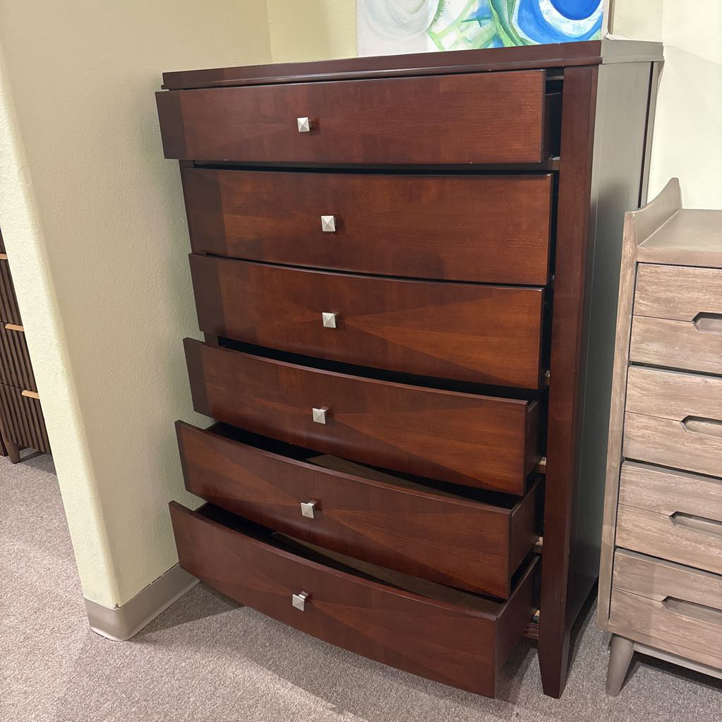 Cherry Wood 5 Drawer Highboy