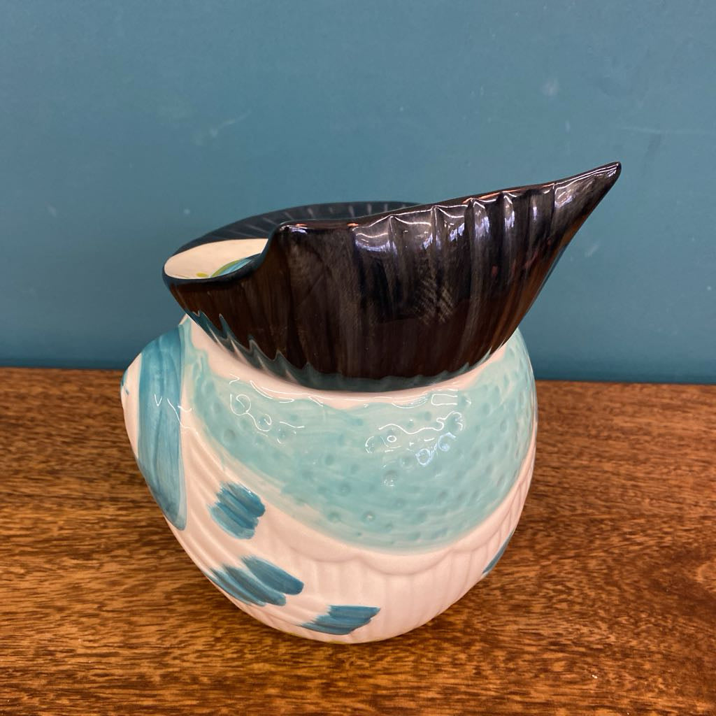 Turquoise Pattern Ceramic Owl Cookie Jar SMALLS