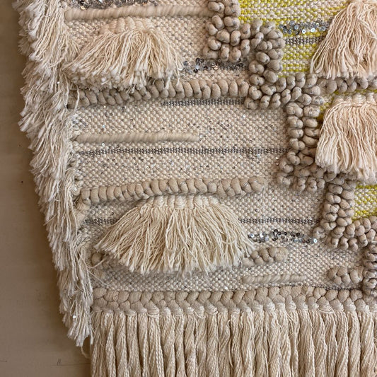 Natural Wall Hung Weaving w/Yellow Accents
